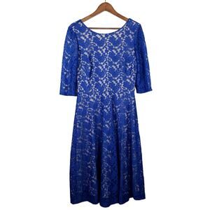 Melrose Lace Scoop Neck Dress 3/4 Sleeves Modest - 8